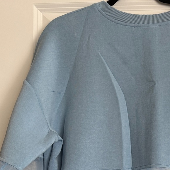 ANTHROPOLOGY MESH PANELED BLUE SWEATSHIRT SZ L - Picture 9 of 9